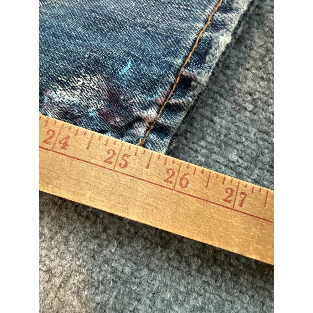 Polo Ralph Lauren Astor Boyfriend Slim Distressed Paint Splatter Jeans 30 Blue - Picture 5 of 11